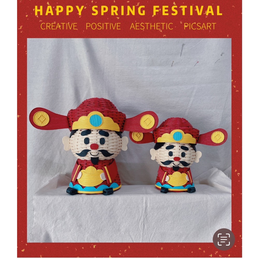 財神爺 春節 過年 紙籐籃 紙藤籃 公仔-細節圖6