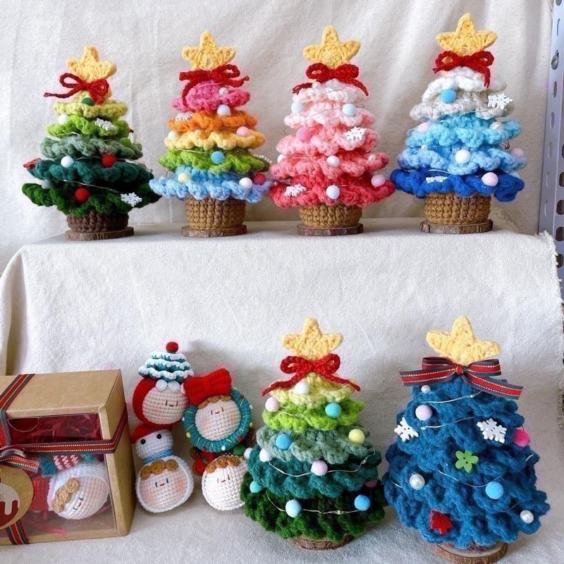 成品 聖誕樹 毛線聖誕樹 手作聖誕樹 聖誕節禮物 擺飾 聖誕樹燈 交換禮物-細節圖2