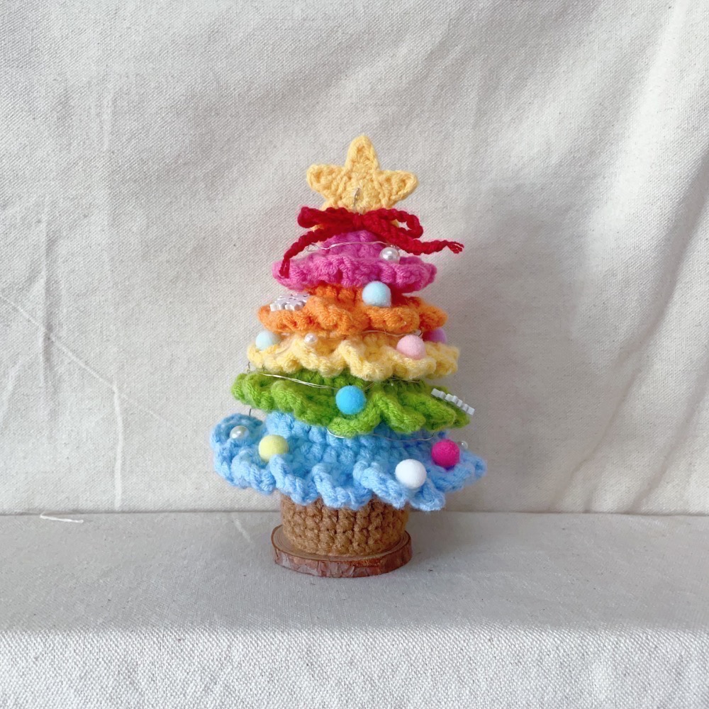 成品 聖誕樹 毛線聖誕樹 手作聖誕樹 聖誕節禮物 擺飾 聖誕樹燈 交換禮物-規格圖7