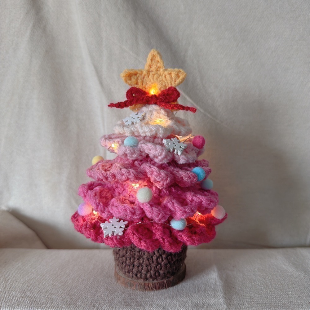 成品 聖誕樹 毛線聖誕樹 手作聖誕樹 聖誕節禮物 擺飾 聖誕樹燈 交換禮物-規格圖7