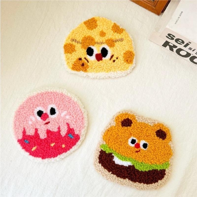 戳戳繡 杯墊 聖誕節禮物 生日禮物 diy手作材料 手作材料包 漢堡 薯條 起司-細節圖4