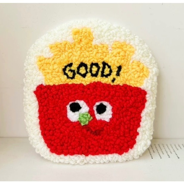 戳戳繡 杯墊 聖誕節禮物 生日禮物 diy手作材料 手作材料包 漢堡 薯條 起司-規格圖4