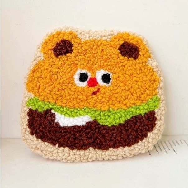 戳戳繡 杯墊 聖誕節禮物 生日禮物 diy手作材料 手作材料包 漢堡 薯條 起司-規格圖4