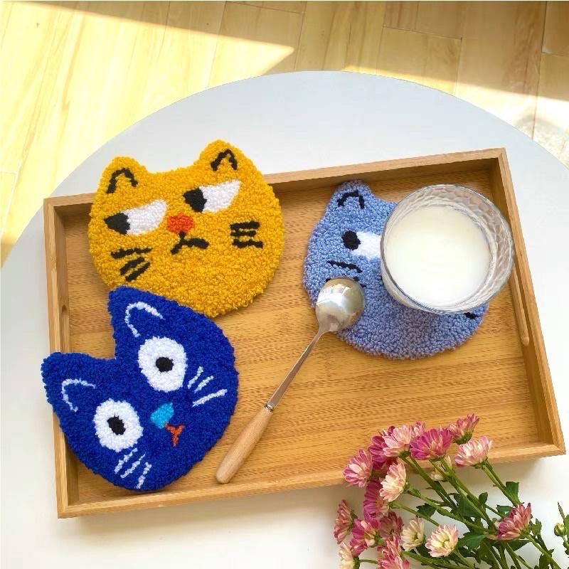 🔥戳戳繡 （含工具） 貓咪 俄羅斯戳戳繡 貓 生日禮物 杯墊 可愛貓咪-細節圖2