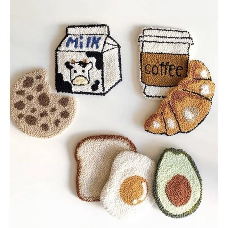 🔥部分現貨 🔥戳戳繡 （含工具）杯墊 刺蝟 荷包蛋 咖啡 牛角麵包 俄羅斯戳戳繡-細節圖2