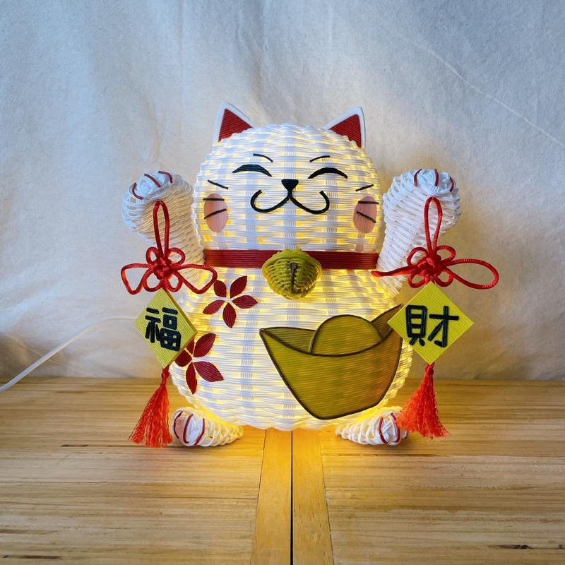 現貨 招財貓 春節 招財 紙籐籃 收納籃 糖果籃 過年-細節圖2