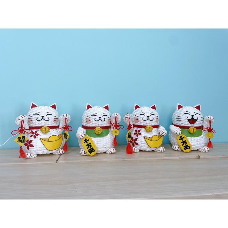 現貨 招財貓 春節 招財 紙籐籃 收納籃 糖果籃 過年-細節圖3