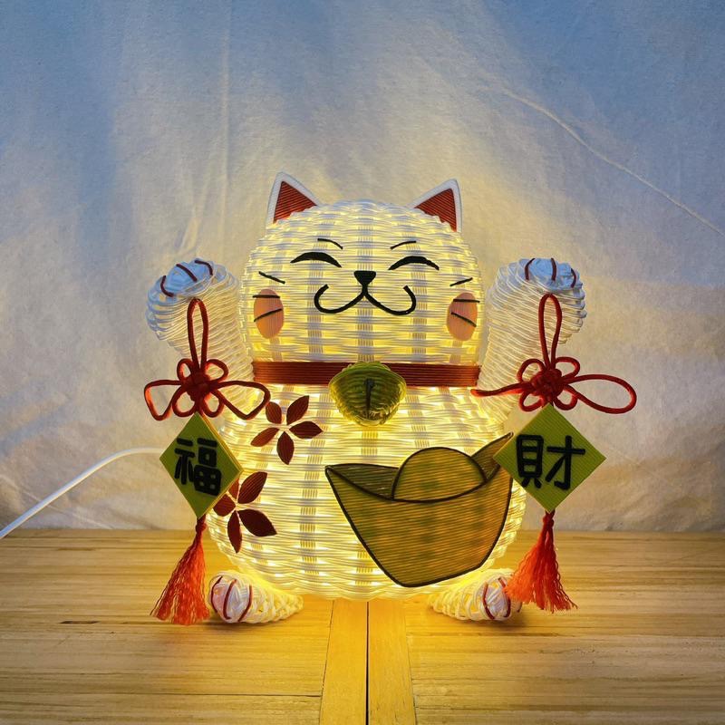 現貨 招財貓 春節 招財 紙籐籃 收納籃 糖果籃 過年-細節圖7