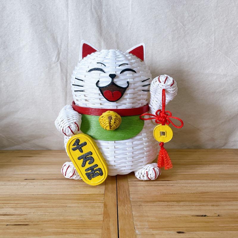 現貨 招財貓 春節 招財 紙籐籃 收納籃 糖果籃 過年-細節圖8