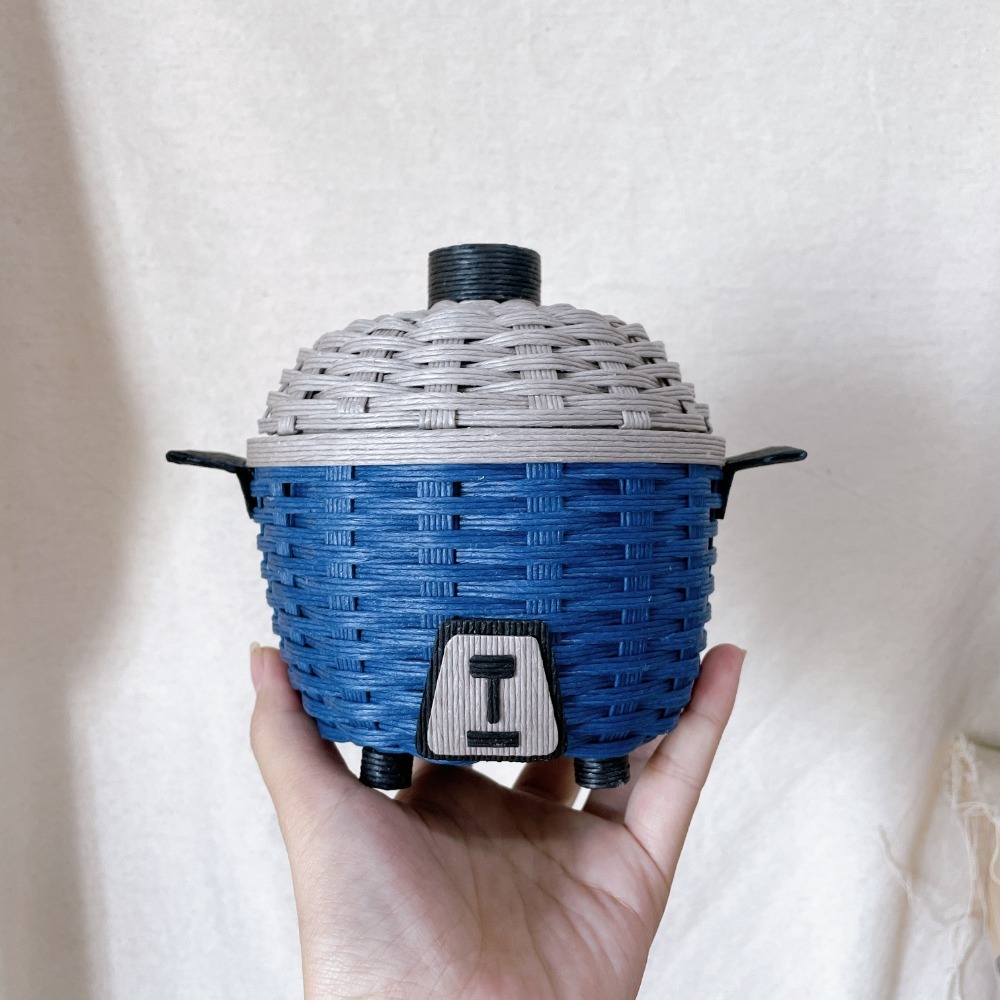 🔺電鍋 成品/ DIY 材料包 聖誕節禮物 畢業禮物 紙藤籃 紙藤 紙籐 糖果盒 收納籃 便條紙盒 辦公用品 生日禮物-規格圖9