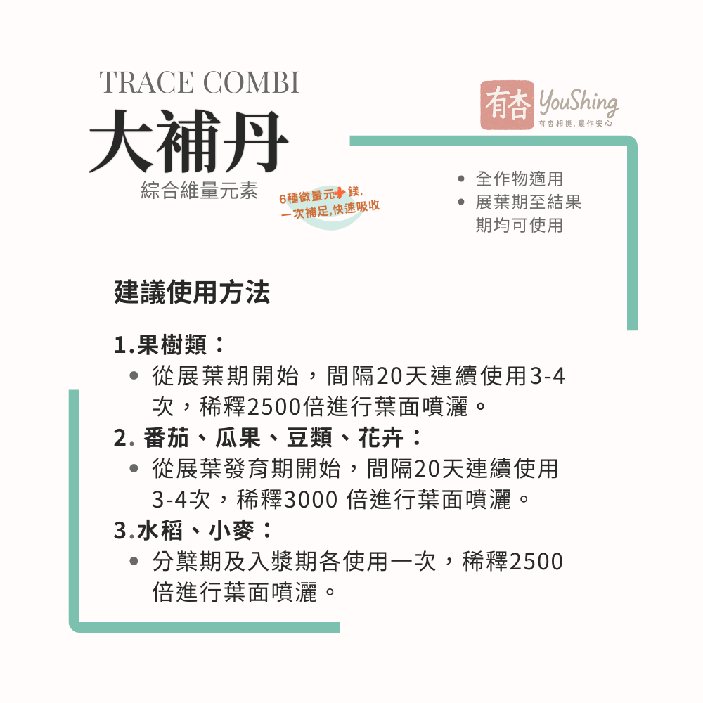 【有杏】大補丹 1kg｜ 高濃度綜合微量元素  全螯合配方 葉面肥｜ 義大利Biolchim原廠-細節圖3