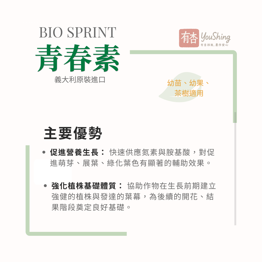 【有杏】青春素 1L｜義大利進口 植物性高蛋白胺基酸｜幼苗 幼果 營養生長 液態葉面肥-細節圖4