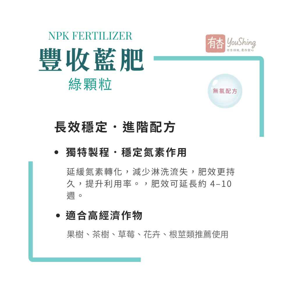 【有杏】豐收藍肥 綠粒 20kg｜歐洲進口 藍肥NPK 12-12-17+Mg+B｜高鉀肥 長效穩定配方 DMPP-細節圖4