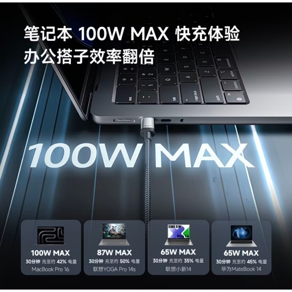CUKTECH酷態科10號超級電能線一拖二快速充電線 一線二用 舊充電設備秒變新款 充電二合一 充電協議多合一-細節圖2