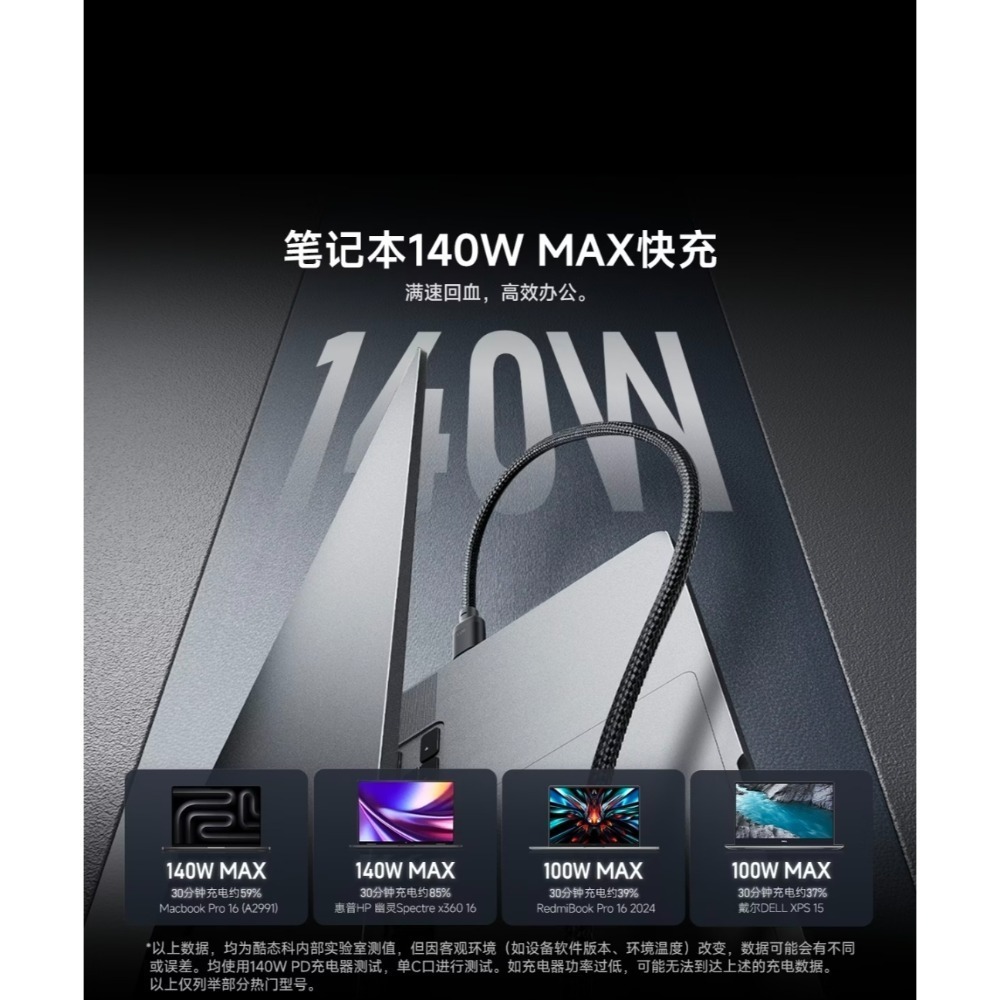 酷態科新款10號智轉線plus 140w 二合一充電線 一線二用 協議轉換線 充電設備秒變新款 小米/OPPO/三星-細節圖4