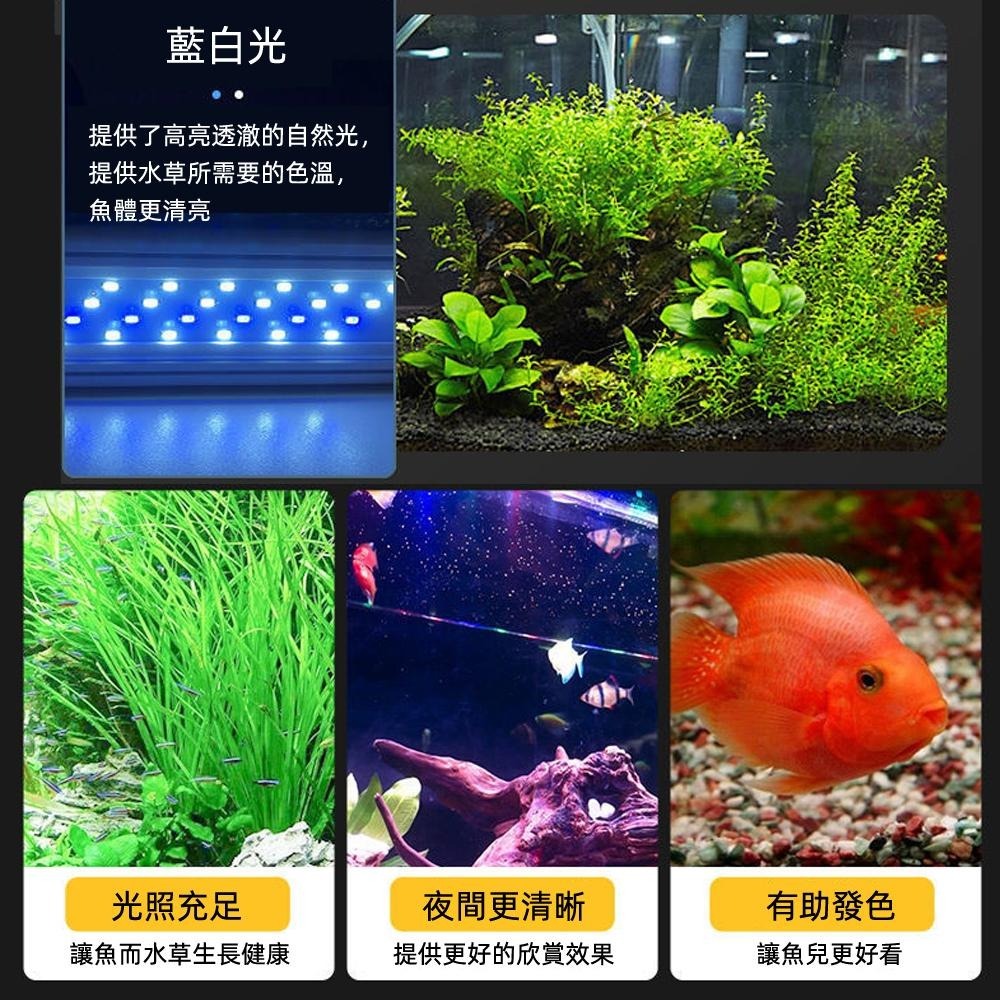 含稅全新特價月陽20-30公分水族箱用超薄可伸縮USB供電高亮藍白光LED魚缸燈水族燈水草燈(HZY200)-細節圖4