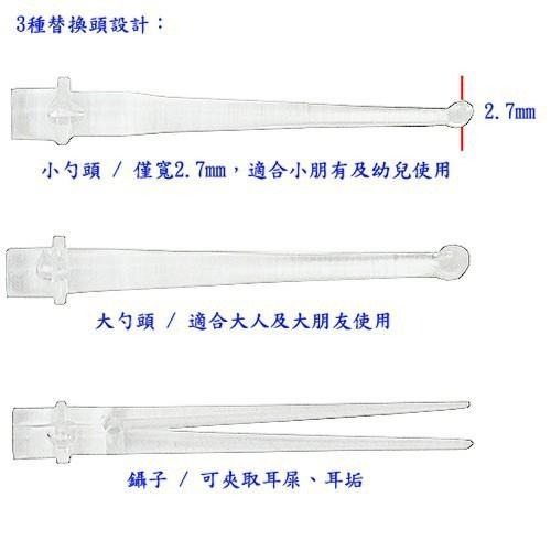 含稅特價超值2入3頭多功能LED耳扒鑷子耳勺手電筒(XY3188)-細節圖3