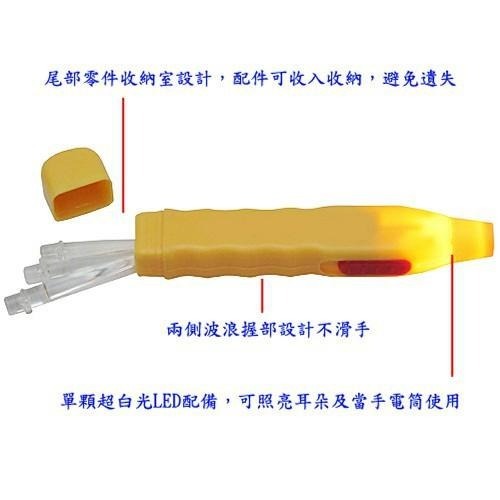 含稅特價超值2入3頭多功能LED耳扒鑷子耳勺手電筒(XY3188)-細節圖4