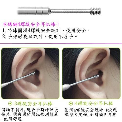 含稅特價5件式不銹鋼彈力螺旋安全耳勺耳扒棒組(E56S)-細節圖7