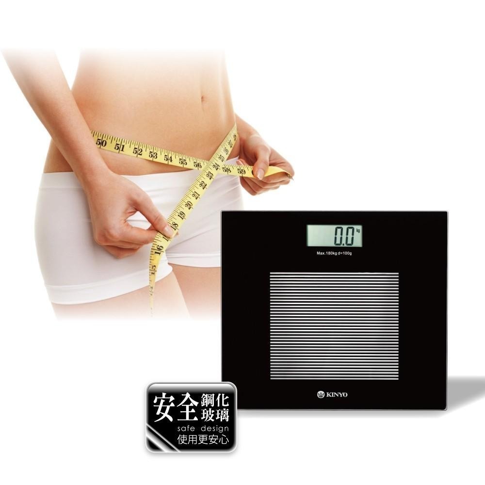 含稅原廠保固一年KINYO黑晶鋼化玻璃180Kg電子體重計體重秤(DS-6583)-細節圖2