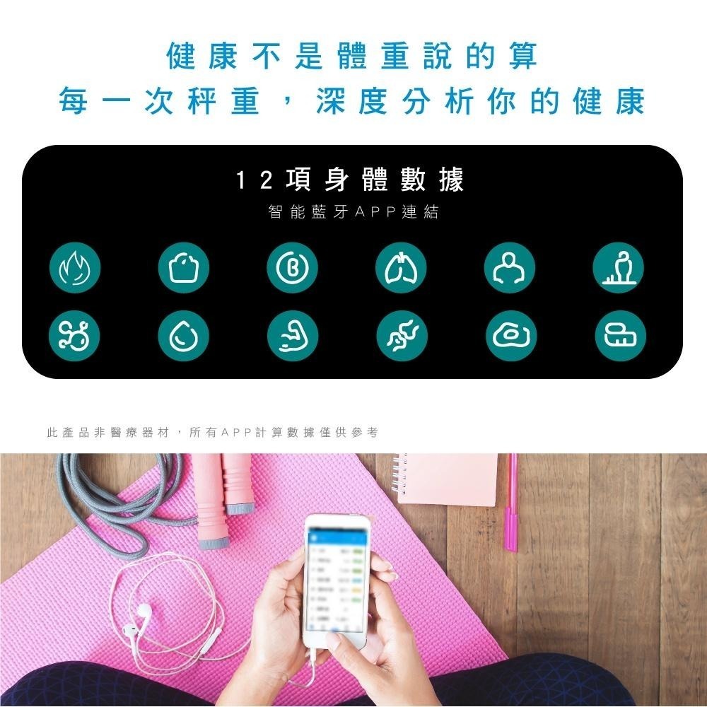 含稅全新原廠保固一年KINYO藍芽APP健康管理17項180公斤鋼化玻璃體重計體重秤(DS-6590)-細節圖3
