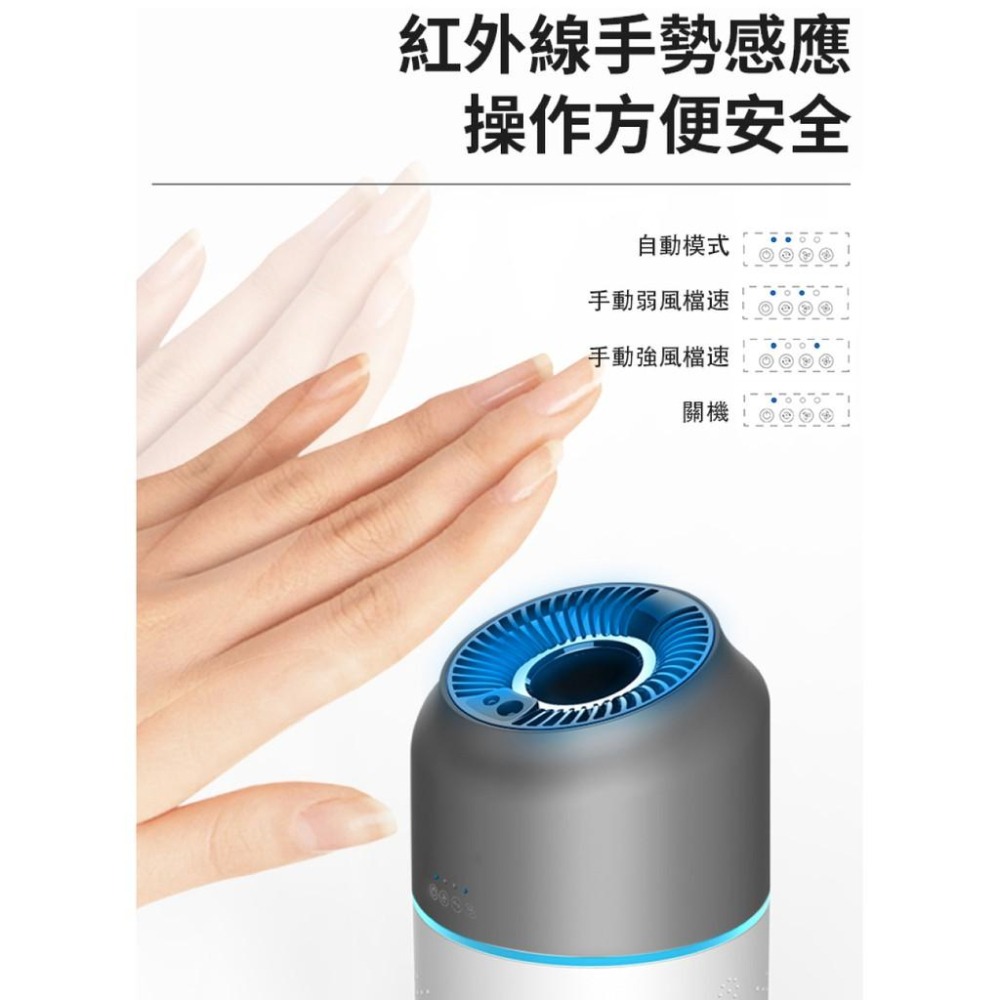 含稅全新原廠保固一年KINYO車用家用手勢感應PM2.5 SGS認證低噪音USB空氣清淨機(AO-207)-細節圖4