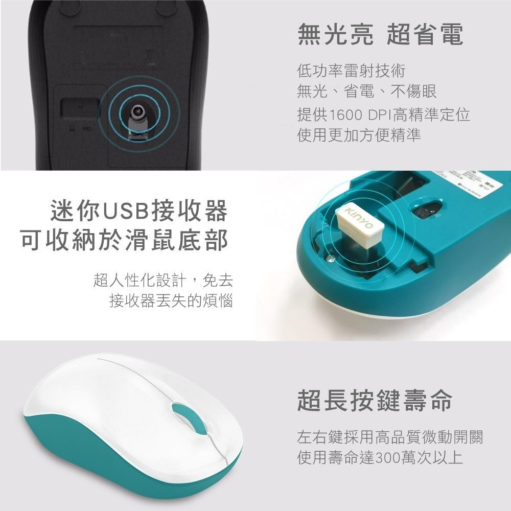 含稅全新原廠保固一年KINYO無光鏡面1600DPI智能省電2.4GHz無線US滑鼠(GKM-911)-細節圖3