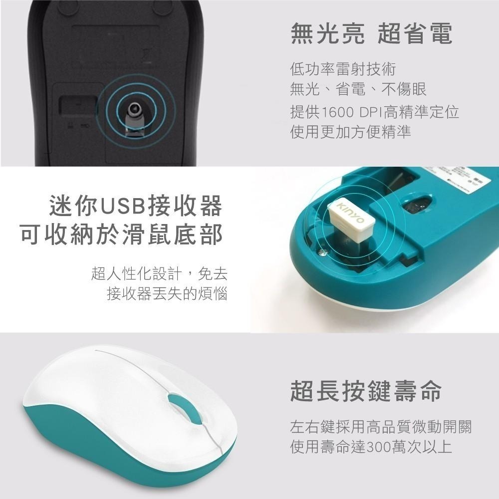 含稅全新原廠保固一年KINYO無光鏡面1600DPI智能省電2.4GHz無線US滑鼠(GKM-911)-細節圖3