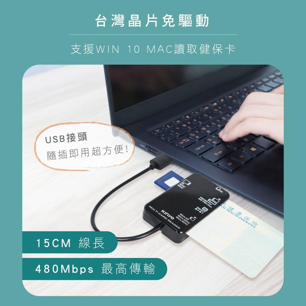 含稅全新原廠保固一年KINYO台灣晶片金融卡健保卡自然人憑證Win11Mac晶片讀卡機(KCR-6250)-細節圖3