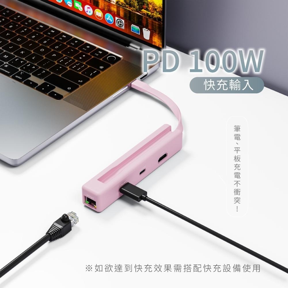 含稅保固一年送收納袋KINYO矽膠2TypeC PD快充+2USB+RJ45+HDTV+讀卡HUB擴充器座KCR-518-細節圖3