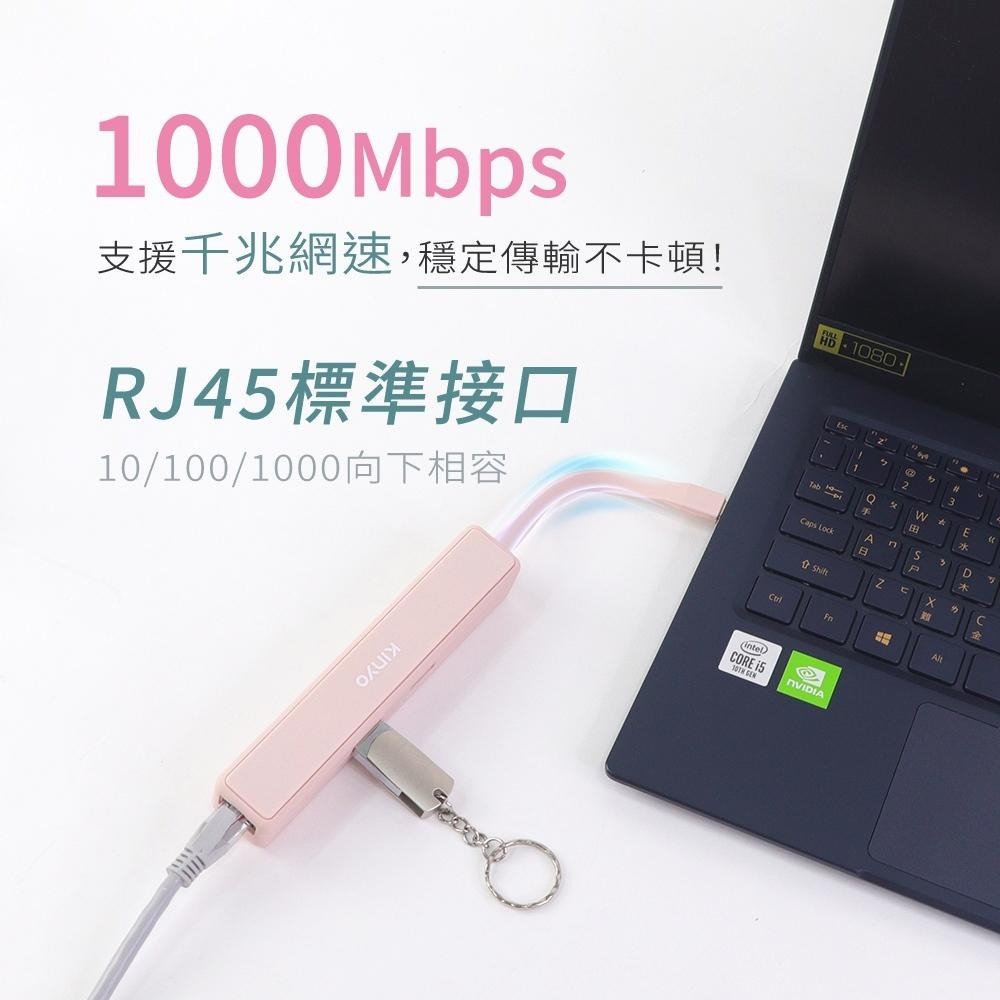 含稅保固一年送收納袋KINYO矽膠2TypeC PD快充+2USB+RJ45+HDTV+讀卡HUB擴充器座KCR-518-細節圖6
