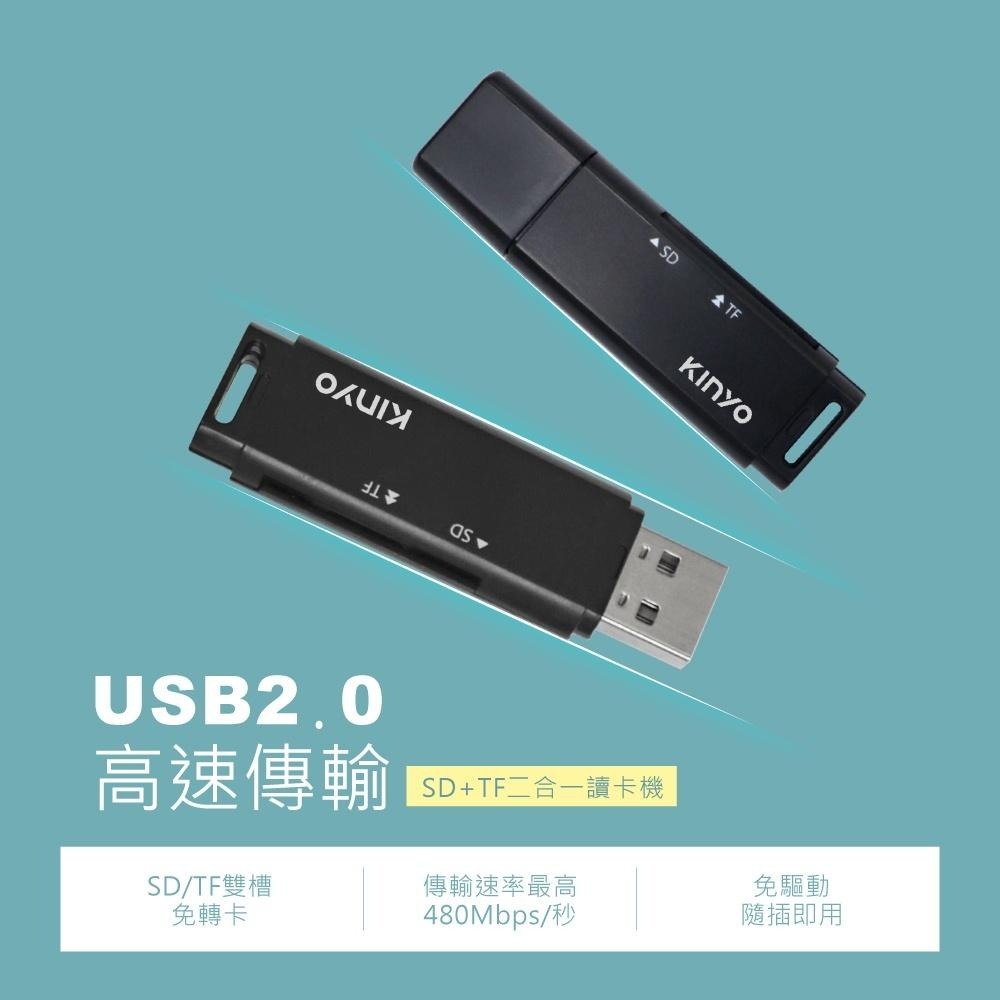 含稅全新原廠保固一年KINYO迷你型SD及TF雙槽讀卡機(KCR-218)-細節圖5