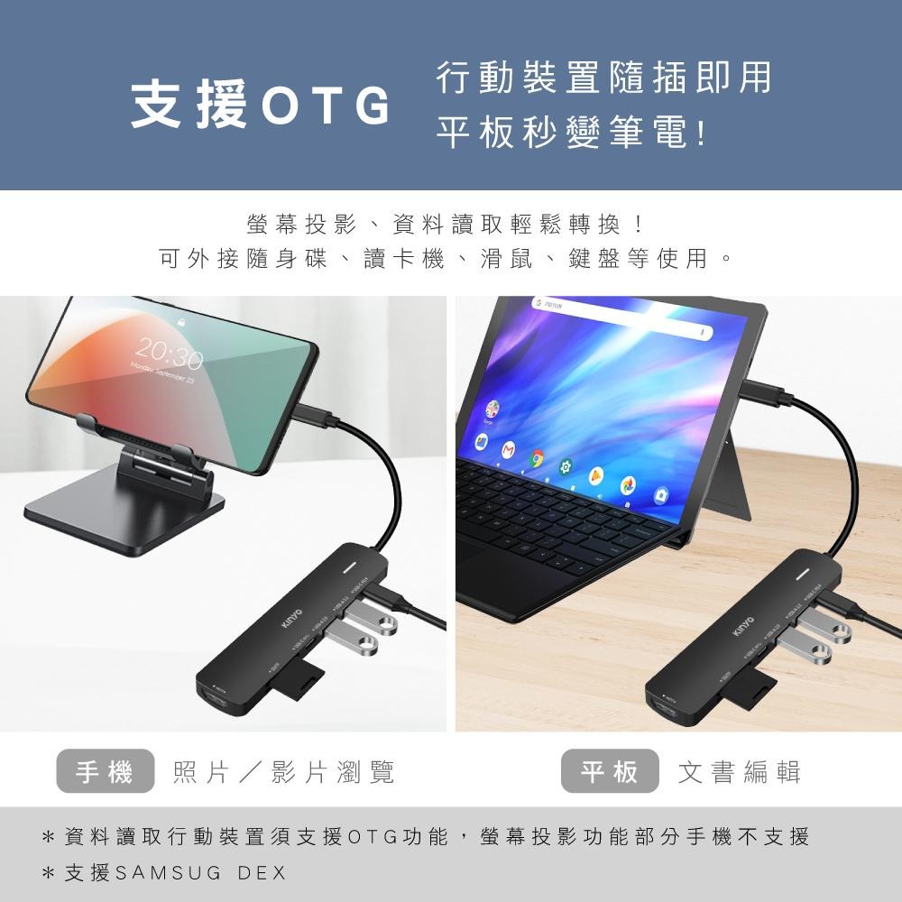 含稅原廠保固一年KINYO鋁合金2獨立TypeC PD快充+2USB快傳+HDMI+讀卡擴充器座HUB(KCR-417)-細節圖6
