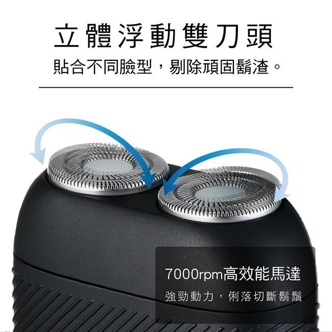 含稅全新原廠保固一年送收納袋KINYO全身水洗口袋型充插兩用大電量高轉速浮動雙刀頭電動刮鬍刀(KS-511)-細節圖3
