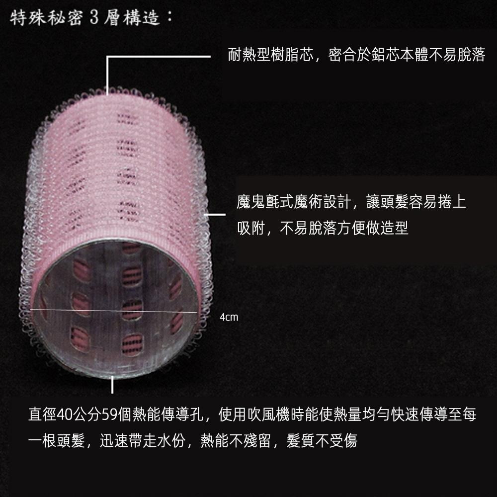含稅全新特價月陽超值2入4公分大捲速熱鋁內芯加2入帶夾小捲魔術氈髮捲燙髮組(CJ0402)-細節圖3
