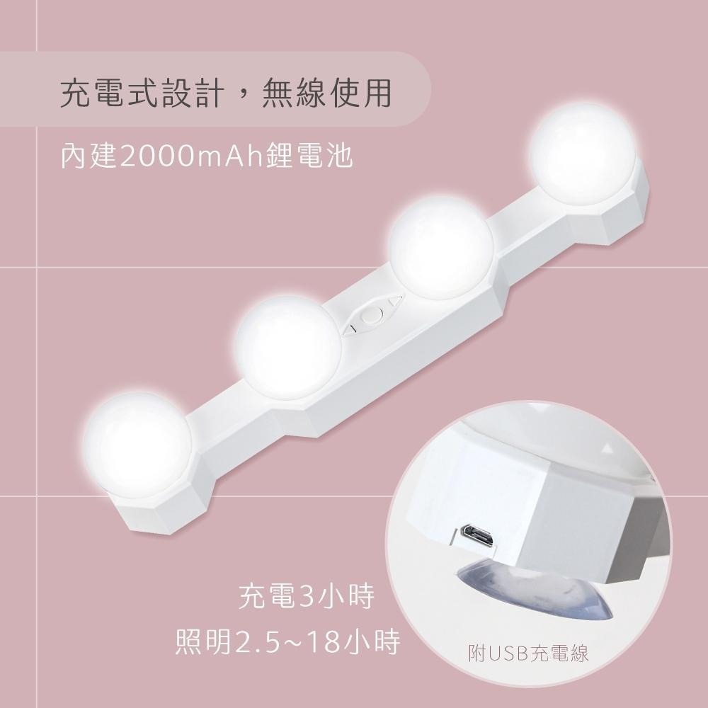 含稅全新原廠保固一年KINYO充電式大電量60流明三色溫無段調光LED燈化妝鏡燈壁掛燈條(LED-3460)-細節圖6