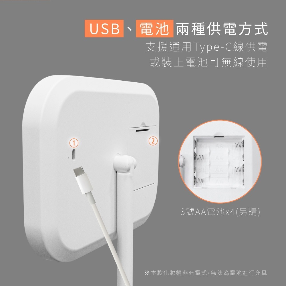 含稅全新原廠保固一年KINYO雙電源超大鏡面觸控白光31LED柔光化妝鏡化妝燈(BM-077)-細節圖8