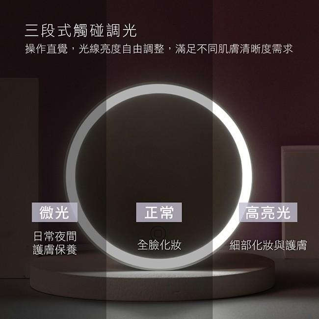 含稅全新原廠保固一年KINYO充電式摺疊收納觸控白光22LED自然光化妝鏡(BM-080)-細節圖2