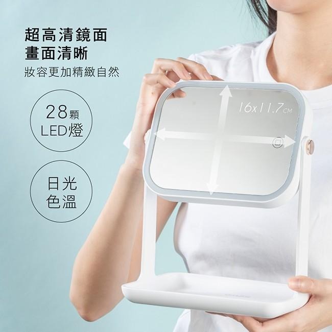 含稅原廠保固一年KINYO雙電源翻轉鏡面觸控白光28LED柔光化妝鏡(BM-078)-細節圖4