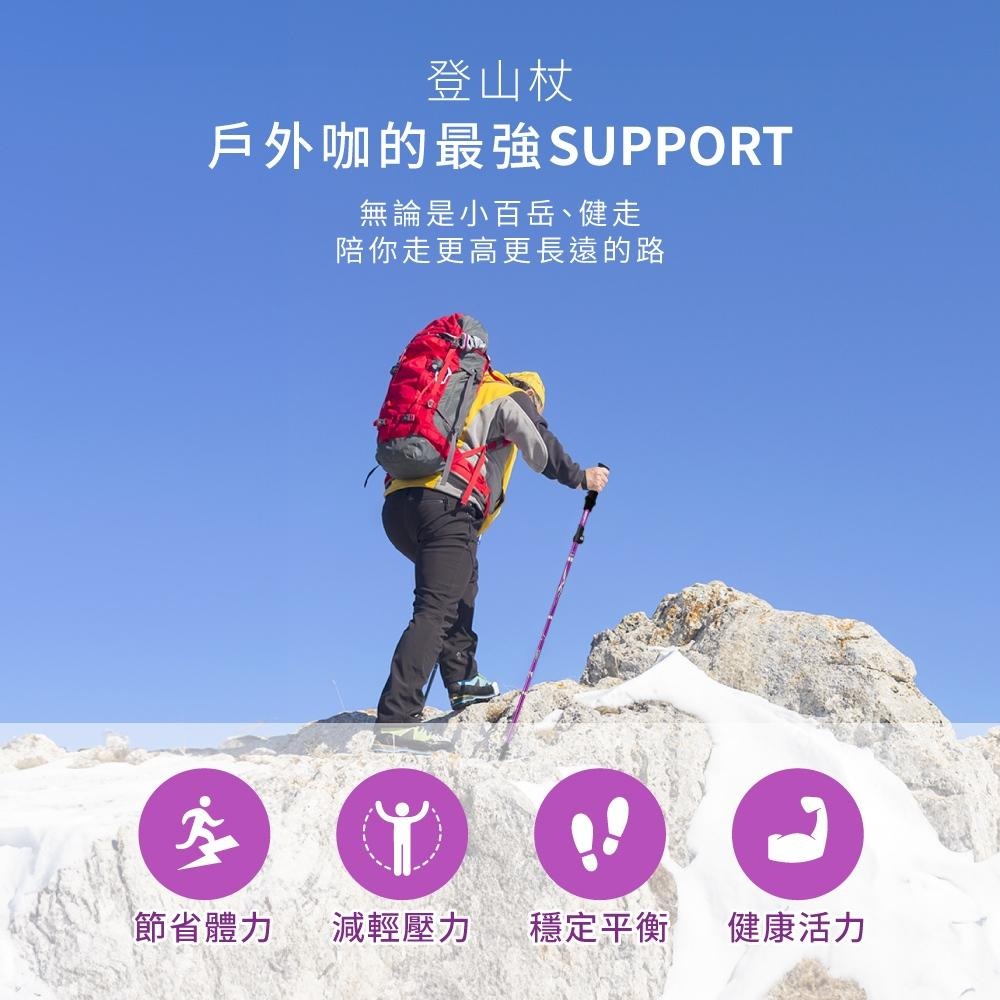 含稅全新原廠保固一年送收納袋KINYO秒裝速收輕量級6061鋁合金材質伸縮五節式登山杖(TP-6020)-細節圖4