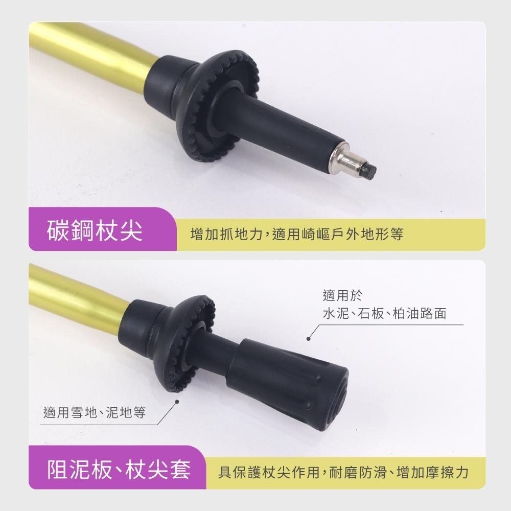含稅全新原廠保固一年送收納袋KINYO秒裝速收輕量級6061鋁合金材質伸縮五節式登山杖(TP-6020)-細節圖7