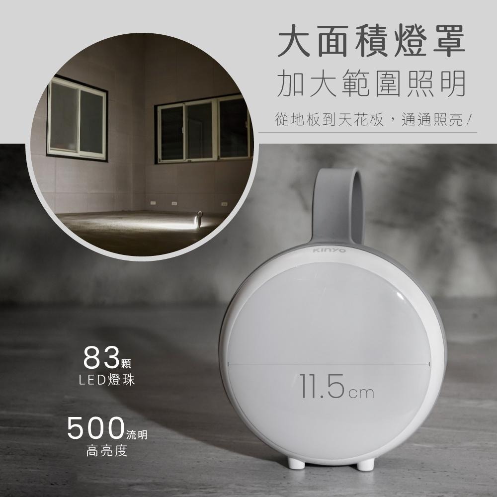 含稅全新原廠保固一年KINYO自然光充電式大電量高亮500流明應急燈露營燈工作燈手電筒(CP-077)-細節圖3