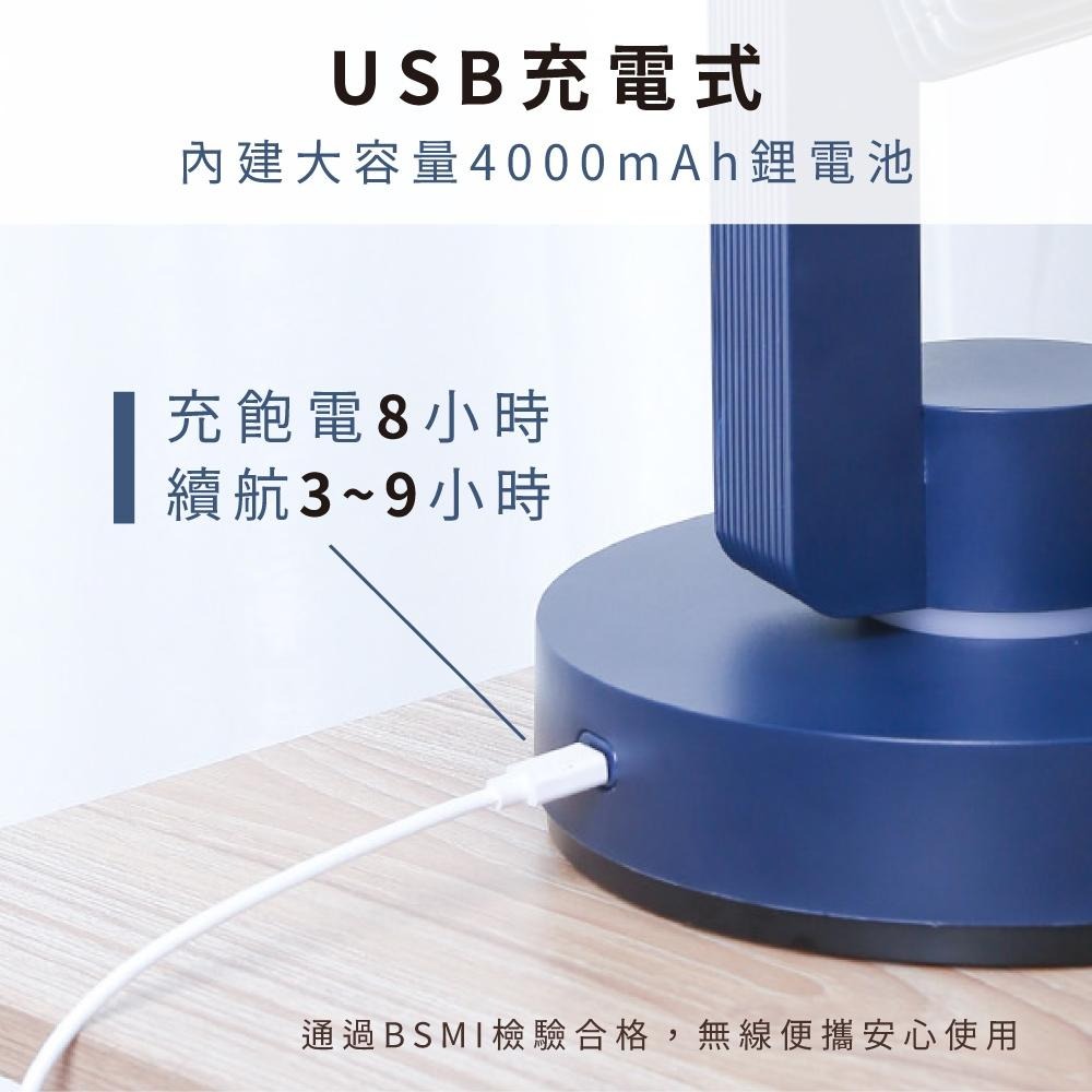含稅全新原廠保固一年KINYO充電式大電量8吋超靜音觸控自然風氣氛燈桌扇電風扇涼風扇循環扇(UF-7185)-細節圖6