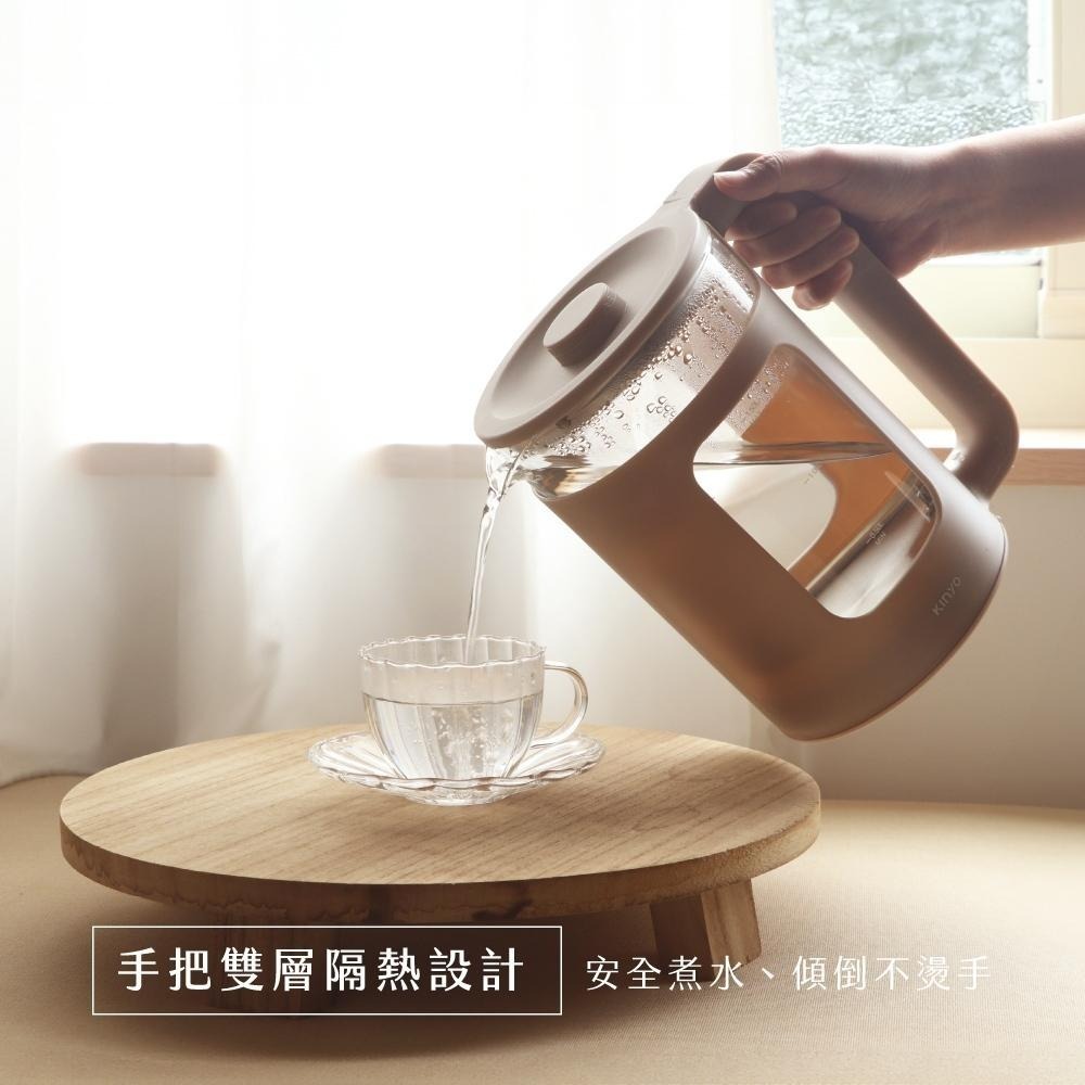 含稅全新原廠保固一年KINYO彩光1.5公升5段溫控高硼矽耐熱玻璃食品級304不銹鋼快煮壺電茶壺(ITHP-190)-細節圖7
