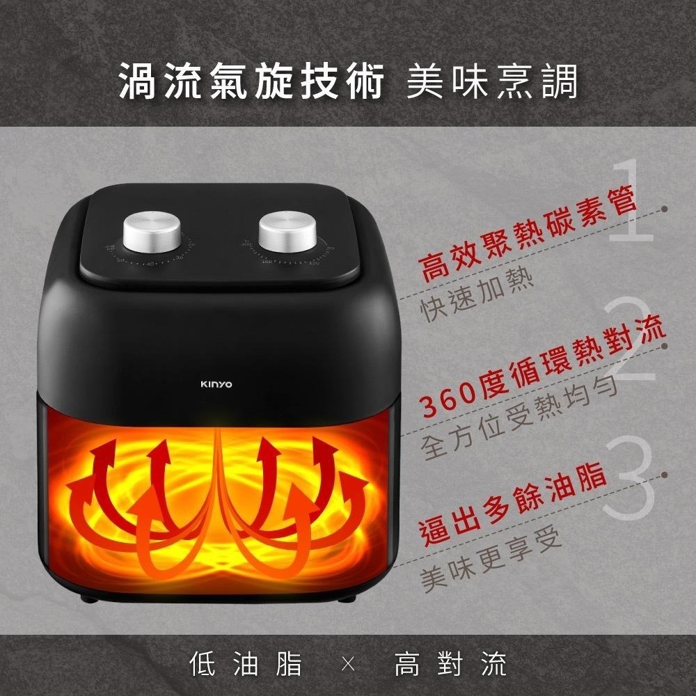 含稅全新原廠保固一年送食譜KINYO大容量6.5公升渦流氣旋雙食品級檢驗不沾塗層多重保護氣炸鍋(AF-265)-細節圖2