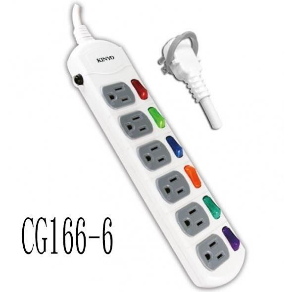 含稅全新原廠保固一年KINYO台灣製造專利1.8米6切6座3P安全延長線(CG166-6.9.12)字號R53951-細節圖9
