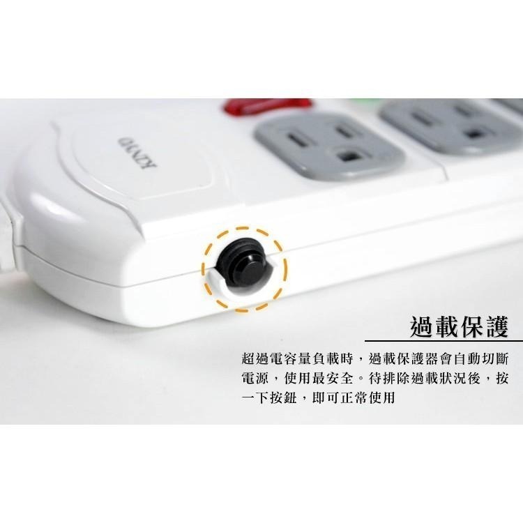 含稅全新原廠保固一年KINYO台灣製造平貼式插頭過載保護3切3座3P防火耐燃延長線插座插頭(CG133-6.9.12)-細節圖7