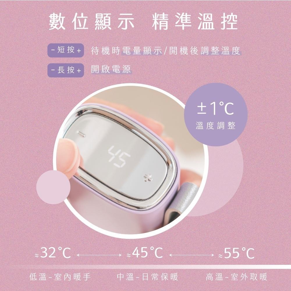 含稅全新原廠保固一年送絨布袋KINYO數顯智能溫控充電式3秒瞬熱過溫過充保護暖暖寶暖手寶(HDW-6885)-細節圖4