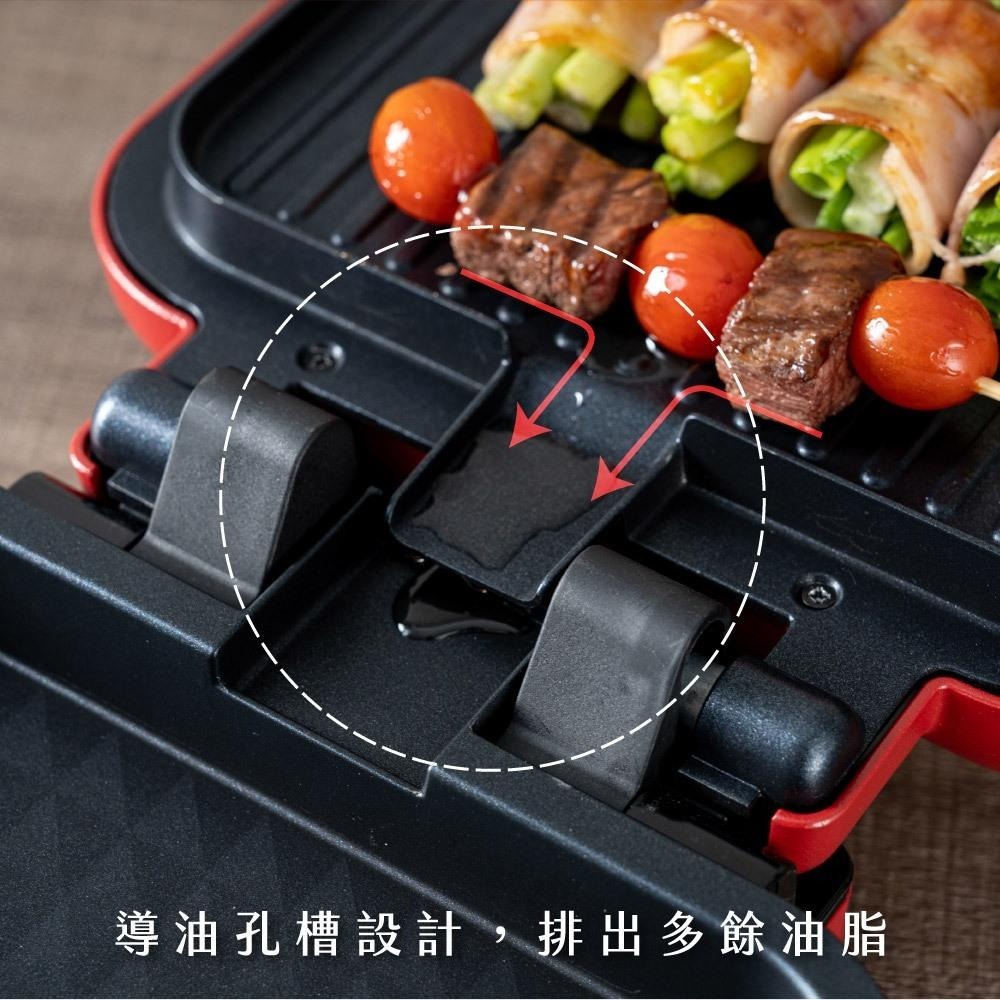 含稅全新原廠保固一年KINYO大尺寸雙盤加熱溫控折疊食品不沾塗層導油槽BBQ電烤盤料理鍋(BP-604)-細節圖6