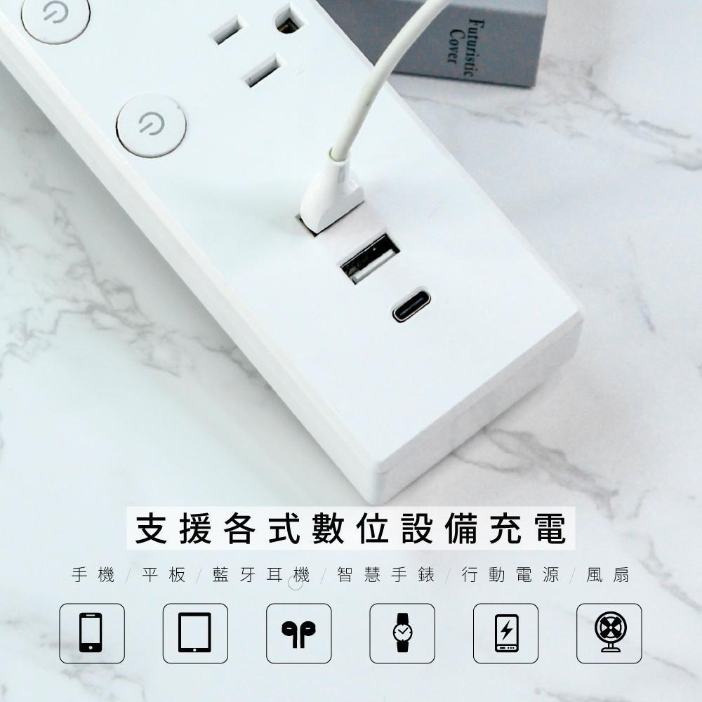 含稅全新原廠保固一年KINYO台灣製3.5A快充1開4插2USB+1TYPEC延長線插座插頭CGU-3546.3549-細節圖3